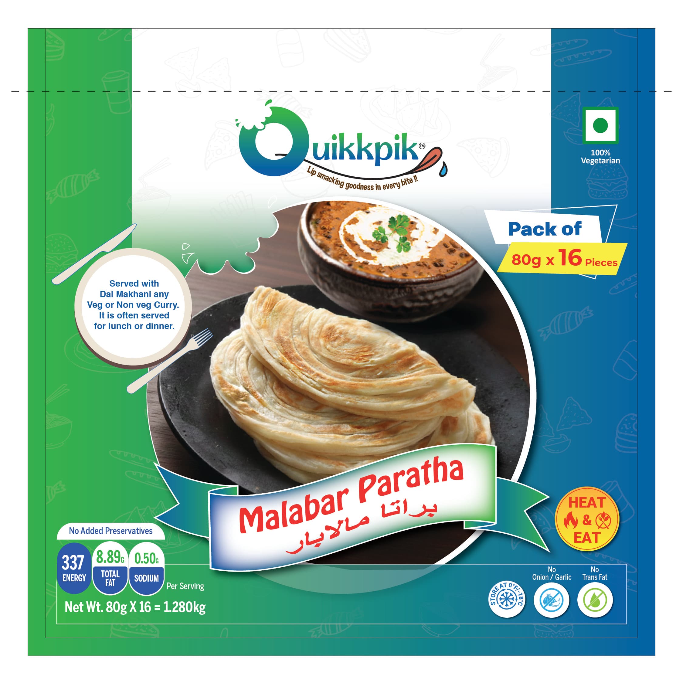 QUIKKPIK Malabar Paratha packaging