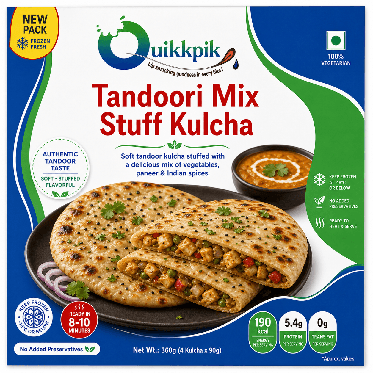QUIKKPIK Tandoori Mix Stuff Kulcha packaging