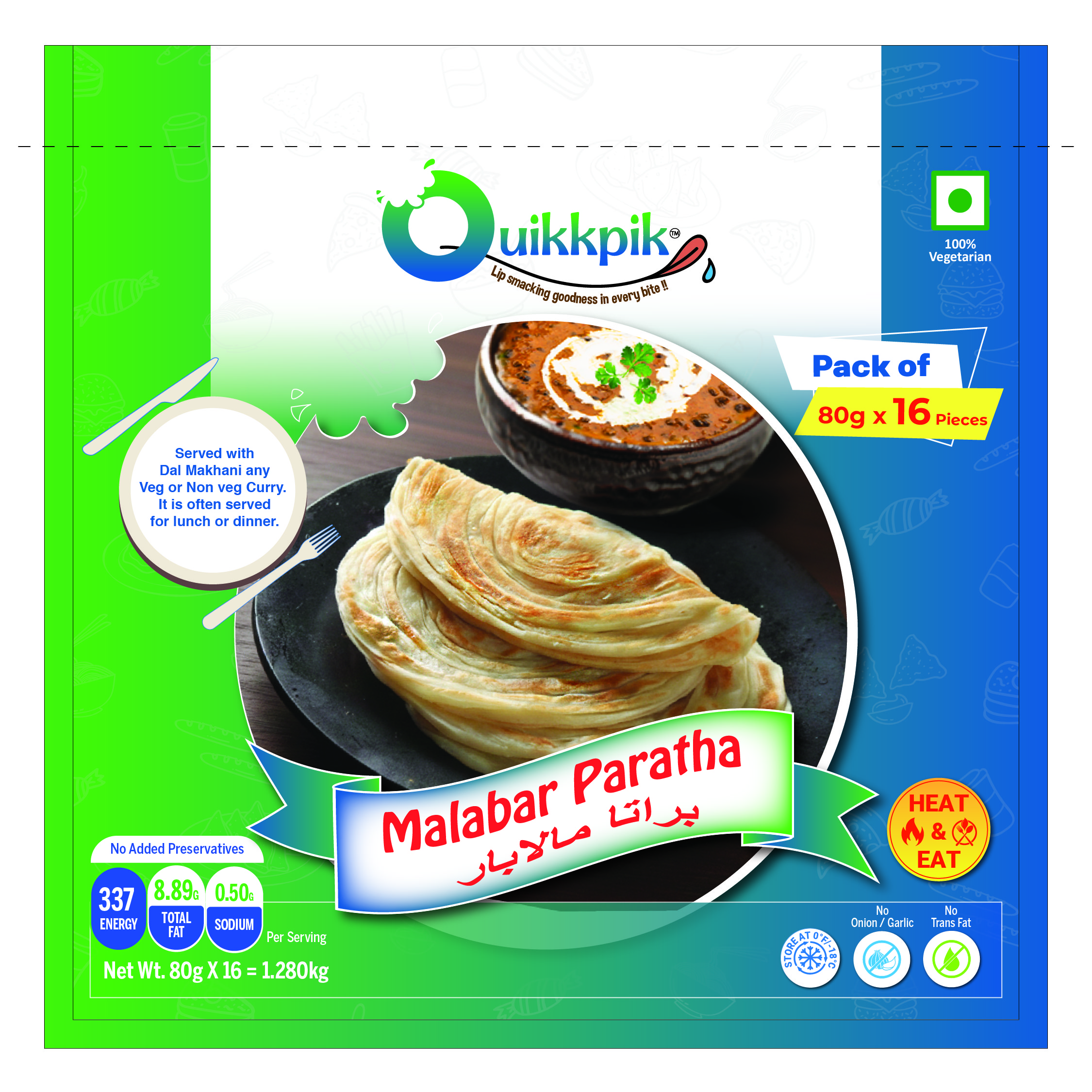 QUIKKPIK Malabar Paratha packaging