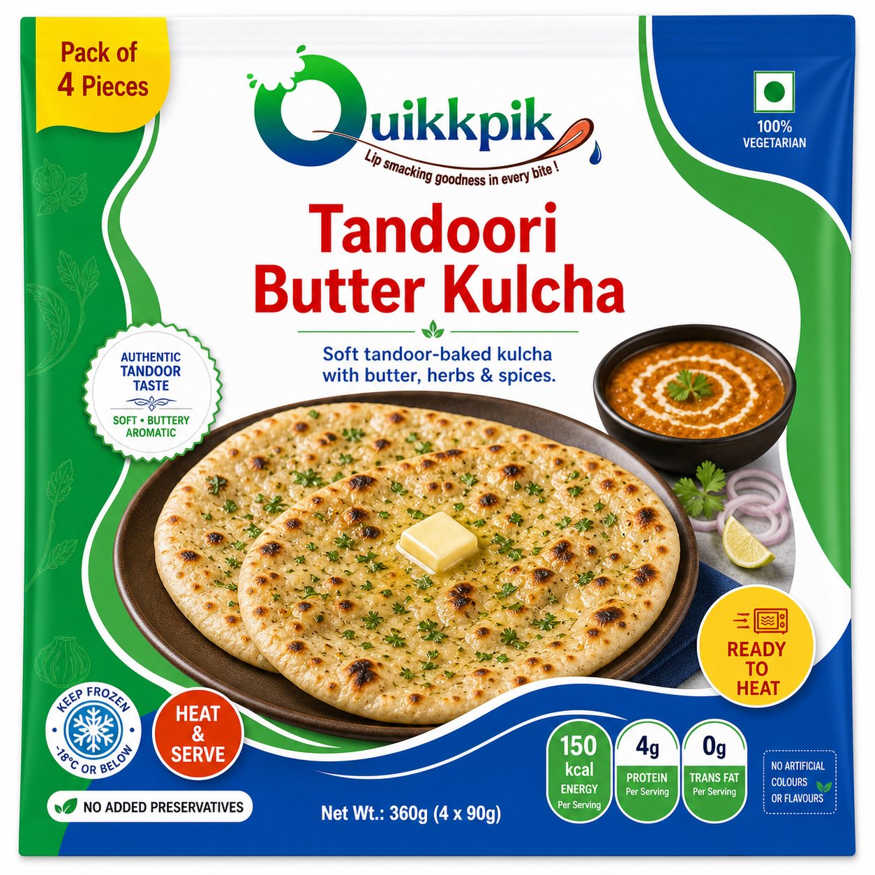 QUIKKPIK Tandoori Butter Kulcha packaging
