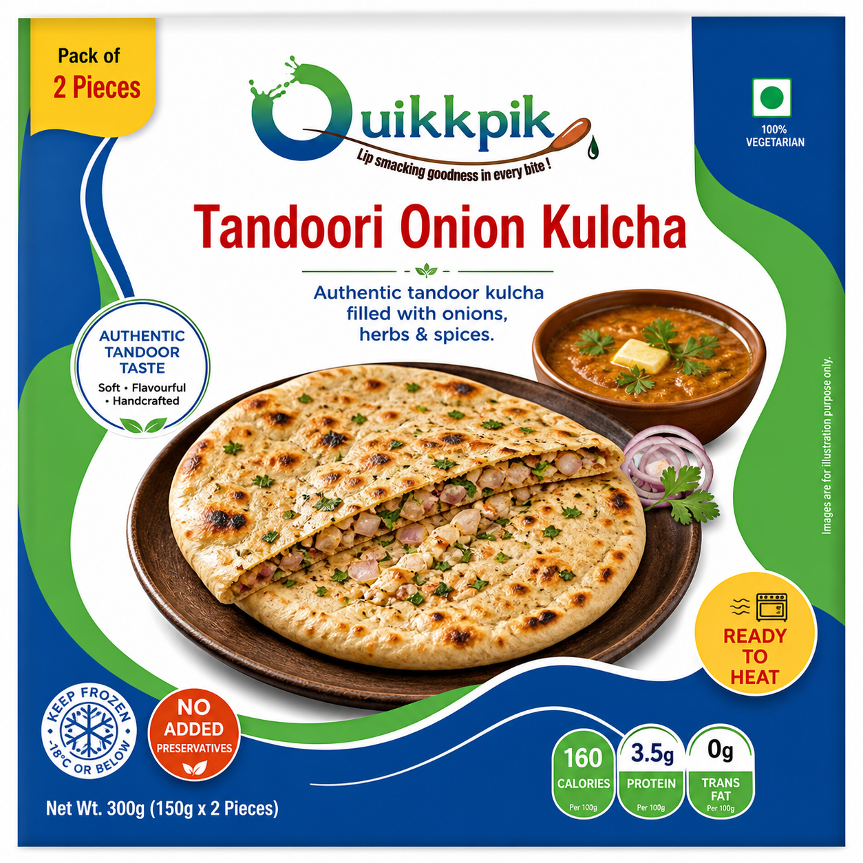 QUIKKPIK Tandoori Onion Kulcha packaging